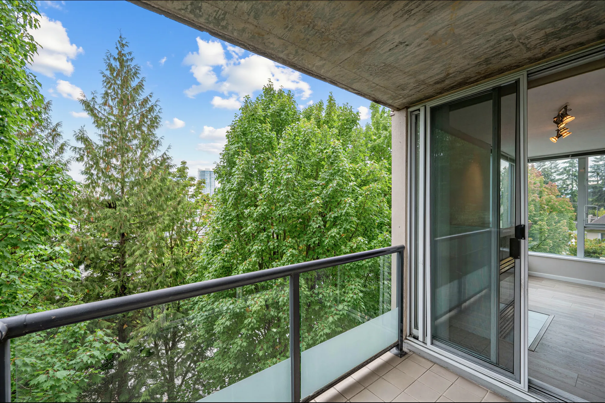The balcony looking back at the sliding doors into the home